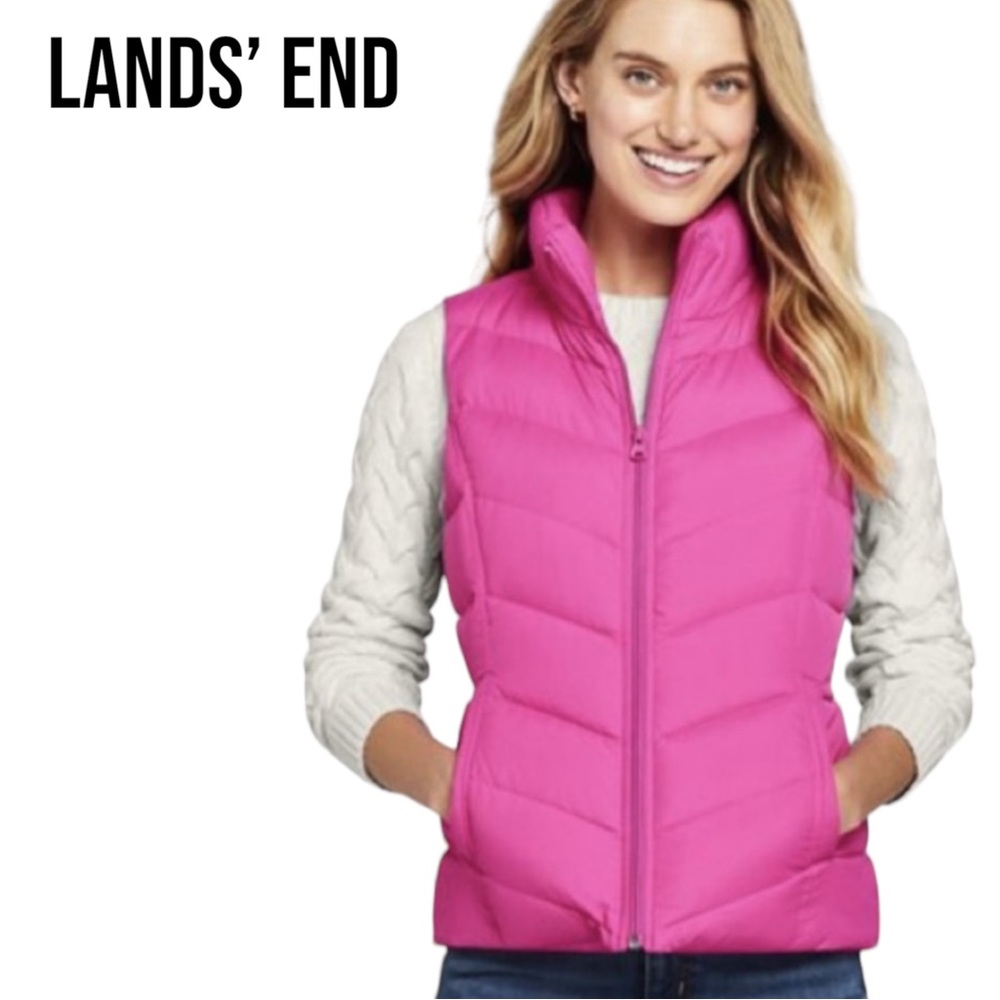 NWOT Lands’ End PINK PUFFER VEST Women’s Small 6 - 8 DOWN FEATHERS Outdoors